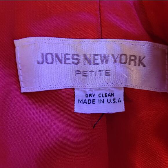 JONES NY Women's Red Wool Blazer Jacket Sz Small Petite Double Breasted Woolmark - Picture 6 of 9